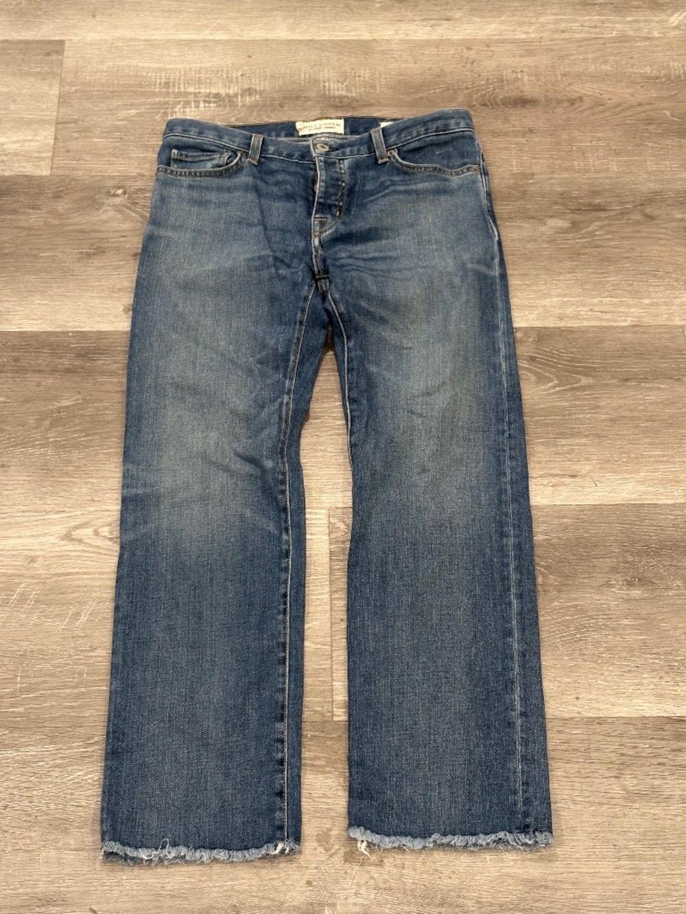 Nili Lotan Mid Rise Boyfriend Cropped Jeans Women 26 Straight Leg Frayed USA
